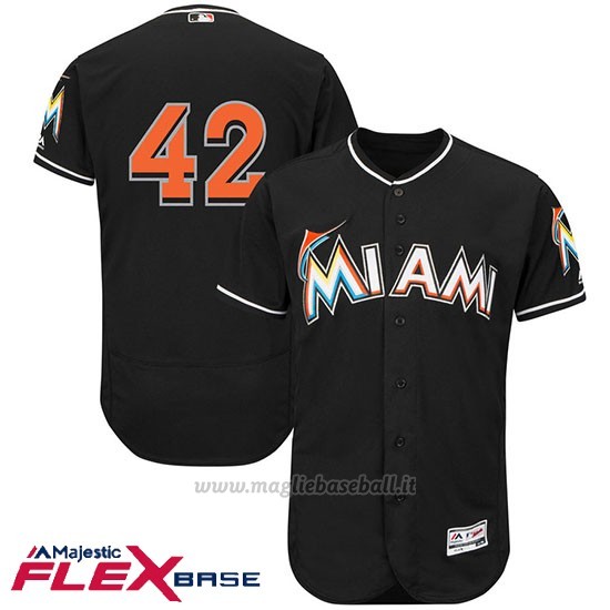Maglia Baseball Uomo Miami Marlins Jackie Robinson Nero Flex Base